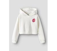 Blanco Corte Boxy Sudadera Con Capucha