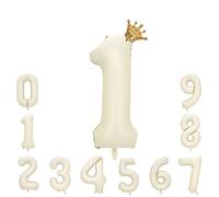 Blanco Crema Helio Globo Numero 1 Blanco Crema Grande Globos para La Boda Aniversario Globo de Cumpleaños Fiesta Decoración XXL 100cm