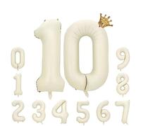 Blanco Crema Helio Globo Numero 10 Blanco Crema Grande Globos para La Boda Aniversario Globo de Cumpleaños Fiesta Decoración XXL 100cm