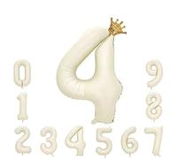 Blanco Crema Helio Globo Numero 4 Blanco Crema Grande Globos para La Boda Aniversario Globo de Cumpleaños Fiesta Decoración XXL 100cm