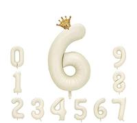 Blanco Crema Helio Globo Numero 6 Blanco Crema Grande Globos para La Boda Aniversario Globo de Cumpleaños Fiesta Decoración XXL 100cm