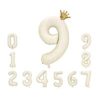 Blanco Crema Helio Globo Numero 9 Blanco Crema Grande Globos para La Boda Aniversario Globo de Cumpleaños Fiesta Decoración XXL 100cm