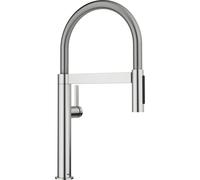 BLANCO CULINA-S II Mini | Grifo de cocina en acero PVD | Alta presión | Con manguera extraíble | Cambio de chorro claro en chorro de ducha | Válvula de retorno | Calidad del agua asegurada y ahorro de