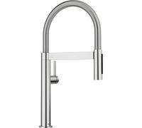 BLANCO CULINA-S II Mini | Grifo de cocina en acero PVD | Alta presión | Con manguera extraíble | Cambio de chorro claro en chorro de ducha | Válvula de retorno | Calidad del agua asegurada y ahorro de