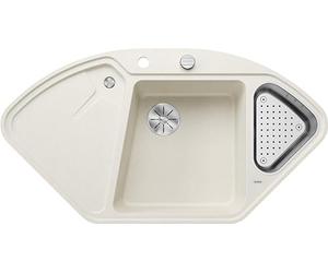BLANCO DELTA II-F, SILGRANIT Softweiß, tipo de montaje: empotrado, lavabo principal izquierdo, con mando a distancia, con accesorios, armario bajo 80, fregadero esquinero, disposición ergonómica del