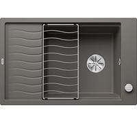 BLANCO ELON XL 6 S Fregadero de granito de color gris silcán, tipo de montaje: instalación desde arriba, reversible, para armarios inferiores de 60 cm de ancho, lavabo grande, superficie fácil de