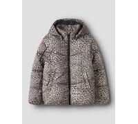 Blanco Estampado Chaqueta Acolchada
