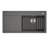 BLANCO ETAGON XL 6S-F Fregadero de granito de SILGRANIT gris volcánico, tipo de montaje: empotrado, para armarios inferiores de 60 cm de ancho, con rieles ETAGON versátiles, 98,8 x 49,8 x 20,2 cm