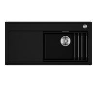 BLANCO ETAGON XL 6S-F Fregadero de granito de SILGRANIT negro | Tipo de montaje: empotrado | para armarios inferiores de 60 cm de ancho | con rieles ETAGON versátiles | [98,8 x 49,8 x 20,2 cm]