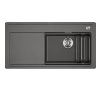 BLANCO ETAGON XL 6S Fregadero de granito de SILGRANIT gris volcánico, tipo de montaje: instalación desde arriba, para armarios inferiores de 60 cm de ancho, concepto de sistema con rieles ETAGON