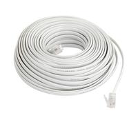 Blanco Flexible RJ11 6P2C Teléfono Extensión Cable 20M