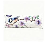 Blanco Funda Almohada 40x145 cm Fundas Cojines Pájaro Fundas de Almohada Doble Cara Impresión, para Dormir de Lado Lavable Suave Lino Cojines Cama para Sofá Cama Sala Decoración Grandes Pillows H0-224