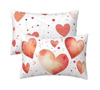 Blanco Funda Cojines Sofa in Terciopelo, Funda Almohada 60x80 cm pack 2, Pillow Case con Cremallera Invisible, Fundas Cojines Corazón Patrón Impresión a Doble Cara para Cama, Sofa, Regalo Mujer D-49