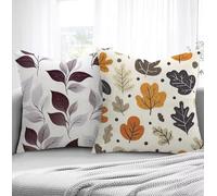 Blanco Fundas de Cojines 35x35cm, Hoja Fundas para Sofa xxl Juego de 2 Ultrasuave y Cómodo Cuadrado Cojines Exterior con Cremallera Invisible para Silla Dormitorio halloween Decorar Regalos R1-878