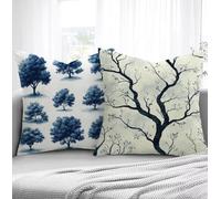 Blanco Fundas de Cojines 65x65cm, Árbol Fundas para Sofa xxl Juego de 2 Ultrasuave y Cómodo Cuadrado Cojines Exterior con Cremallera Invisible para Silla Dormitorio halloween Decorar Regalos R1-921