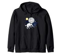 Blanco Gato Espacio Astronauta Luna Animal Amante Mamá Papá Niños Sudadera con Capucha