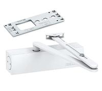 Blanco Geze TS 2000 V BC - Cierrapuertas Pestillo Puerta Freno Puerta de una sola hoja de hasta 1250 mm de ancho con barra y placa de montaje, juego 3 en 1
