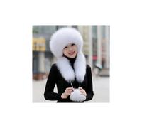 (Blanco) Gorro de nieve de imitación, bufanda de imitación para otoño e invierno, cálido para todo el