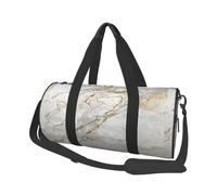 Blanco Gris Plata Oro Perlado Pincel Mármol, Bolsa de Viaje de Gran Capacidad, Bolso Redondo, Bolsa de Viaje Deportiva, Bolsa de Mano, Bolsa de Fitness