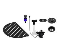 BLANCO Juego de componentes OOVALON en negro mate | TopGrid, desagüe con tubo de ahorro de espacio y válvula de cesta InFino, con PushControl, juego de accesorios para fregadero OOVALON | manejo
