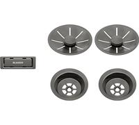 BLANCO Juego de desagüe y rebosadero para piscinas dobles | Satinado Dark Steel