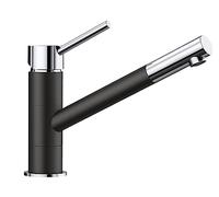 BLANCO KANO Grifo de cocina en color negro y cromo, alta presión, válvula antirretorno, cartucho de cerámica, calidad del agua asegurada y ahorro de agua, 5,5 x 26,3 x 19,1 cm