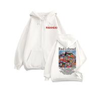 (Blanco-L) Sudadera con capucha y cremallera de Radiohead Hail To The Thief Merch Rock Hip Hop Vintage
