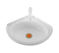 Blanco, Lavabo Triangular de Pared con Grifo Mini, Plástico | Montaje en Esquina, Diseño Compacto para Baño Pequeño, Balcón y Medio Baño, Uso Doméstico