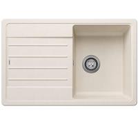 BLANCO LEGRA 45 S Fregadero de granito de color blanco suave de SILGRANIT, tipo de montaje: instalación desde arriba, reversible, para armarios inferiores de 45 cm de ancho, lavabo grande, superficie