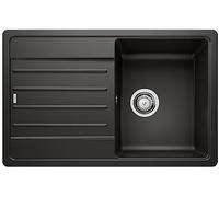BLANCO Legra 45 S SILGRANIT - Fregadero de granito en negro | Tipo de | [78 x 50 x 20,2 cm] | Para armarios de base de 45 cm de ancho | Superficie fácil de limpiar | Lavabo grande | Reversible