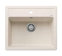 BLANCO LEGRA 6 Fregadero de granito de color blanco suave, tipo de montaje: instalación desde arriba, para armarios inferiores de 60 cm de ancho, gran volumen para un uso óptimo | superficie fácil de