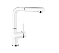 BLANCO LINUS-S 516692 Grifería de cocina de aspecto SILGRANIT con caño extraíble, alta presión, color blanco
