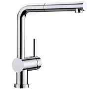 BLANCO LINUS-S-F 514023 Grifería de cocina extraíble con cabezal de manguera extraíble, para colocar el fregadero frente a la ventana, superficie de cromo, alta presión, 1 pieza