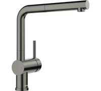 BLANCO LINUS-S | Grifo de cocina en acero oscuro satinado | alta presión | con manguera extraíble | válvula antirretorno | cartucho de cerámica | calidad del agua asegurada y ahorro de agua