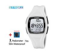 (Blanco mejorado) SYNOKE Reloj deportivo de moda para hombre, resistente al agua, para natación, fitness,