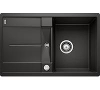 BLANCO METRA 45 S-F Fregadero de granito de color negro de SILGRANIT, tipo de montaje: empotrable, reversible, para armarios inferiores de 45 cm de ancho, lavabo grande, superficie fácil de limpiar