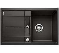 BLANCO METRA 45 S - Fregadero de granito de granito de color negro de SILGRANIT, tipo de montaje: instalación desde arriba, reversible, para armarios inferiores de 45 cm de ancho, lavabo grande,