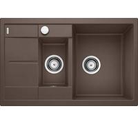 BLANCO METRA 6 S Compact - Fregadero Rectangular de Granito para Armarios Bajos de 60 cm de Ancho - Con Drenaje Adicional y Escurridor Reducido - En SILGRANIT - Marrón - 515044