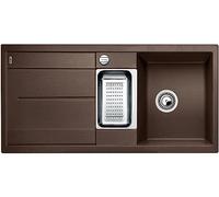 BLANCO METRA 6 S-F | Silgranit Cafe | Tipo de Montaje: Empotrado | Reversible | con Mando a Distancia de desagüe, con Accesorios, Armario bajo 60, Lavabo Grande, Superficie fácil de Limpiar