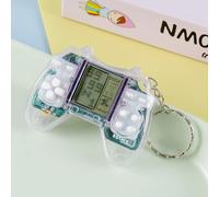 (Blanco) Mini mando de juego Tetris Blast Block, juguete retro, llavero electrónico, adornos colgantes