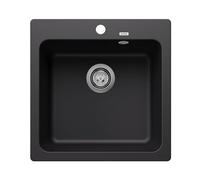 BLANCO NAYA 5 | SILGRANIT negro | Tipo de montaje: instalación desde arriba | sin control remoto de desagüe | armario inferior de 50 unidades | gran volumen de la piscina para un uso óptimo |