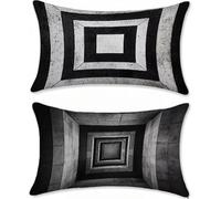 Blanco Negro Funda Cojin 40x70cm Fundas Cojines Sofa Lino Fundas Cojines Exterior Impermeable Abstracto Funda Almohada Decorativos Exterior Jardin Juego de 2 Cojin Salon Outdoor Cushions u-13495