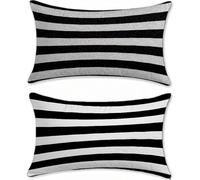 Blanco Negro Funda Cojin 60x90cm Fundas Cojines Sofa Terciopelo Fundas Cojines Exterior Impermeable Raya Funda Almohada Decorativos Exterior Jardin Juego de 2 Cojin Salon Outdoor Cushions u-14001
