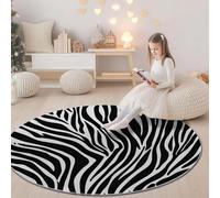 Blanco Negro Tappeto Rotondo in flanella, Camuflaje Cebra Rayas Stampa Morbida Tappeto Rotondo di Protezione - 100 cm Antiscivolo Lavabile Tappeti per soggiorno ufficio cucina