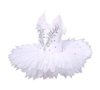 Blanco Niña Ballet Vestido Lentejuelas Brillantes Lago de los Cisnes Traje de Ballet Bordado Lago de los Cisnes Leotardo Falda Dancewear Bailarina Profesional Lago de los Cisnes Ballet Rendimiento Ves