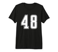 Blanco Número 48 Equipo Junior Deportivo Uniforme Numerado Camiseta Premium