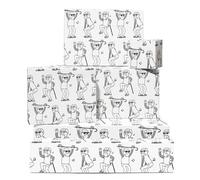 Blanco Papel De Regalo - Blanco - 6 Hojas With Dancing Old Hombres - Wrap For Amigos & Family - Navidad Halloween Retirement Fiestas - By Central 23