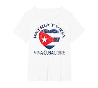 Blanco Patria Y Vida Viva Cuba Libre Camiseta, Mujer Tallas Grandes, Blanco, 2XL Grande