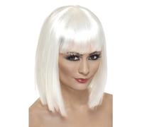 Blanco Peluca Glamour Pelo Corto para Mujer Accesorio para Disfraz