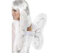 Blanco Plata Alas de Ángel Fairy Purpurina 50 x 30cm Disfraz Adulto Accesorio